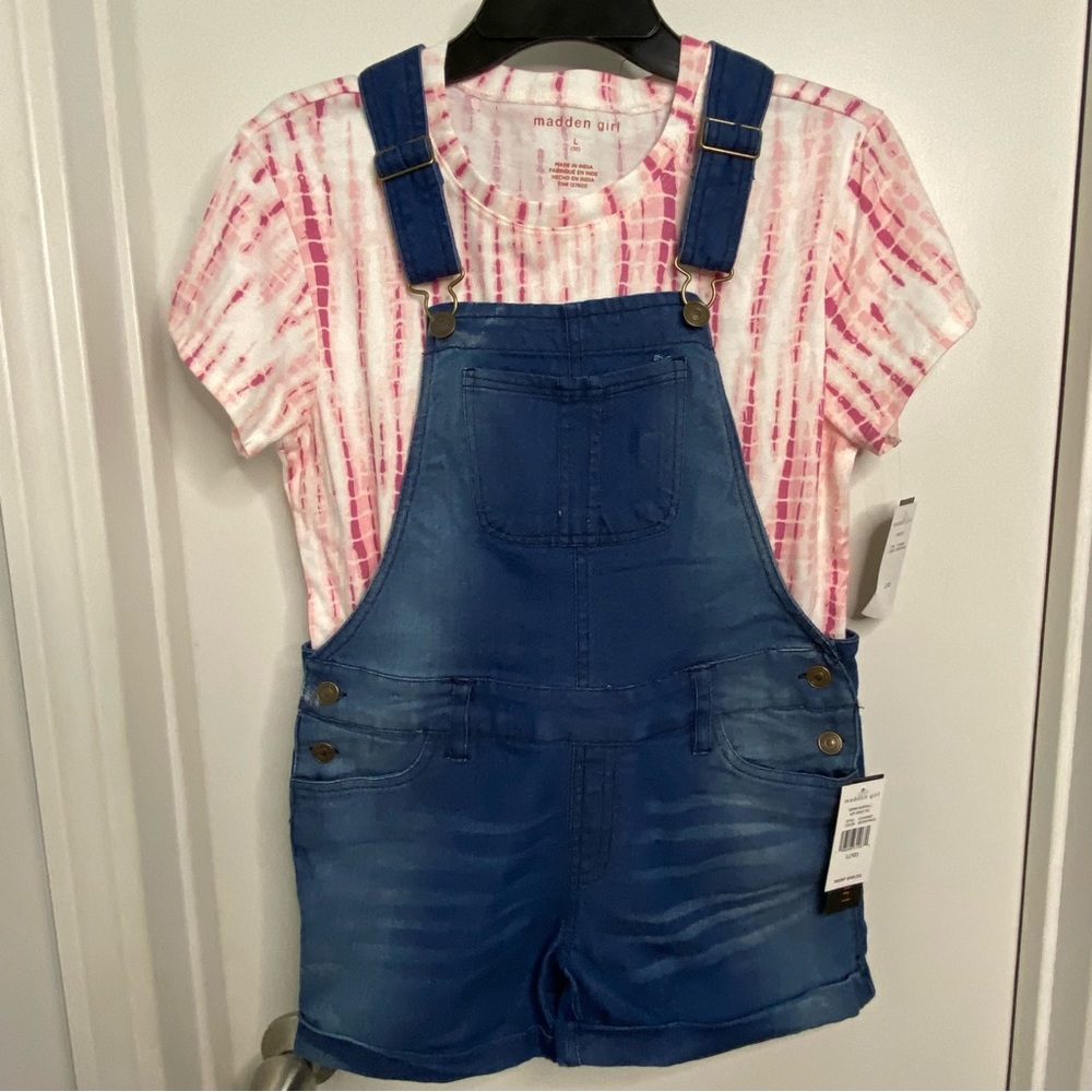 Brand New Madden Girl Overall and Shirt Set